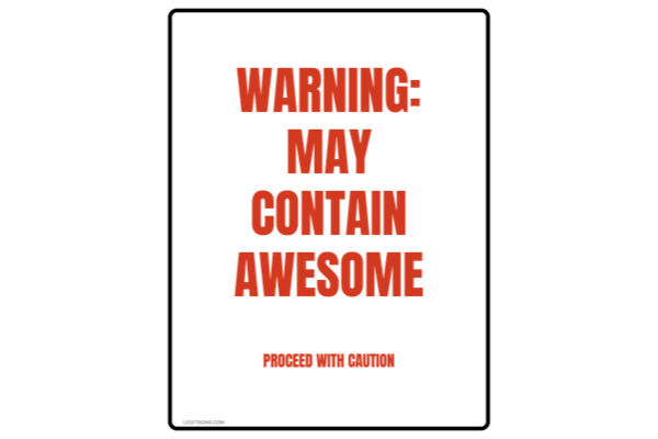 Warning May Contain Awesome (Red) Portrait